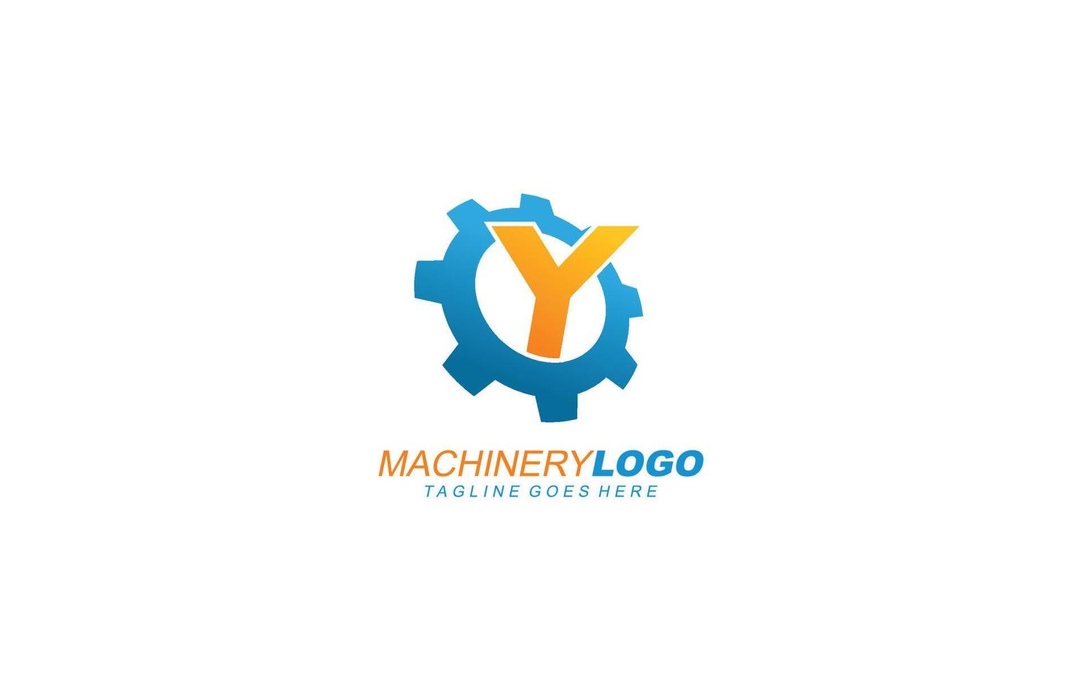 Y logo gear for identity. industrial template vector illustration for your brand.