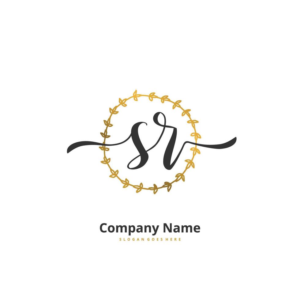 SR Initial handwriting and signature logo design with circle. Beautiful design handwritten logo for fashion, team, wedding, luxury logo. vector
