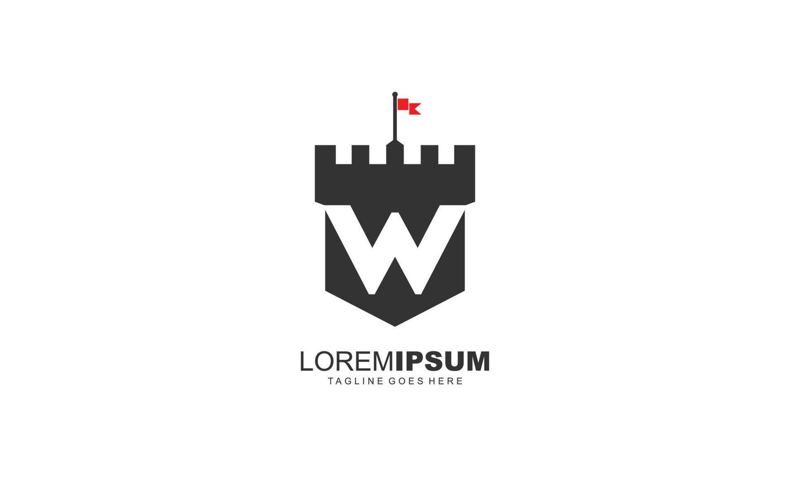 W logo fortress vector for identity company. initial letter security template vector illustration for your brand.