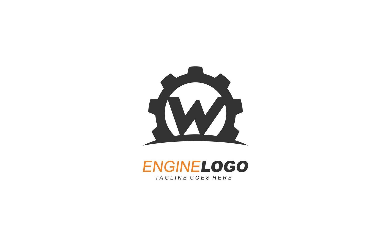 engranaje del logotipo de w para la identidad. ilustración de vector de plantilla industrial para su marca.