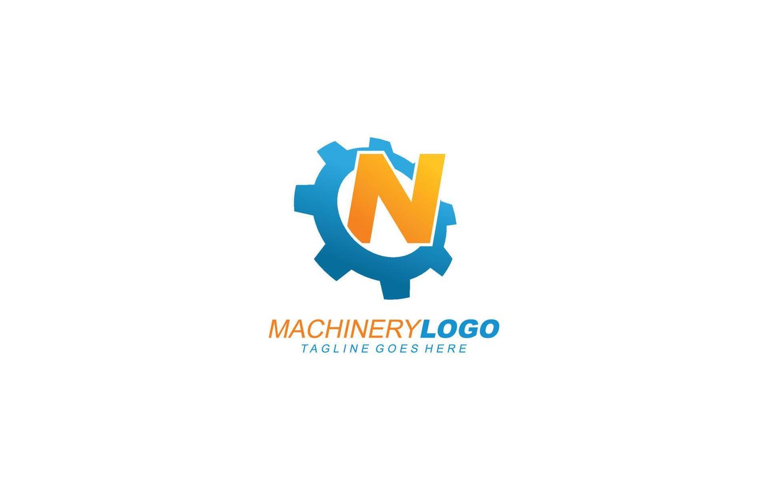 N logo gear for identity. industrial template vector illustration for your brand.