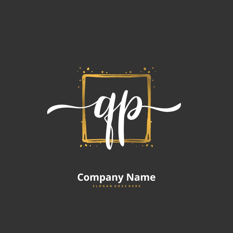 QP Initial handwriting and signature logo design with circle. Beautiful design handwritten logo for fashion, team, wedding, luxury logo. vector