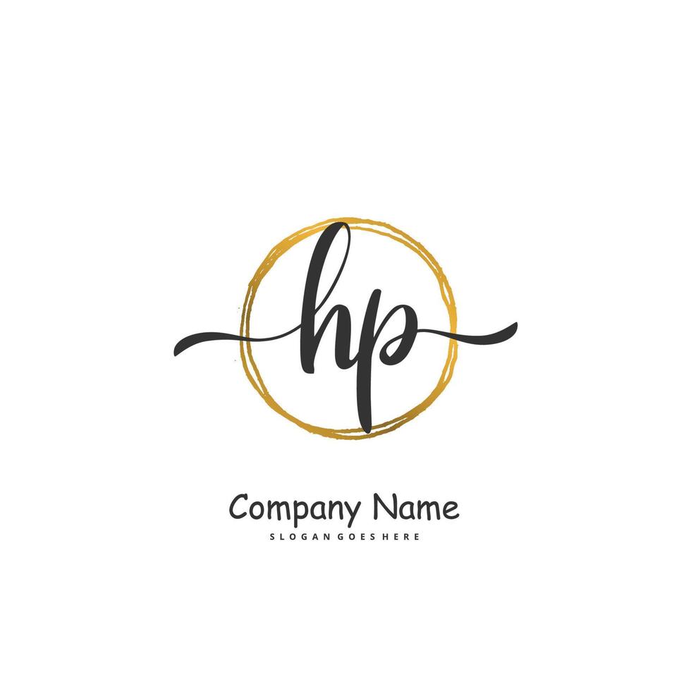 HP Initial handwriting and signature logo design with circle. Beautiful design handwritten logo for fashion, team, wedding, luxury logo. vector