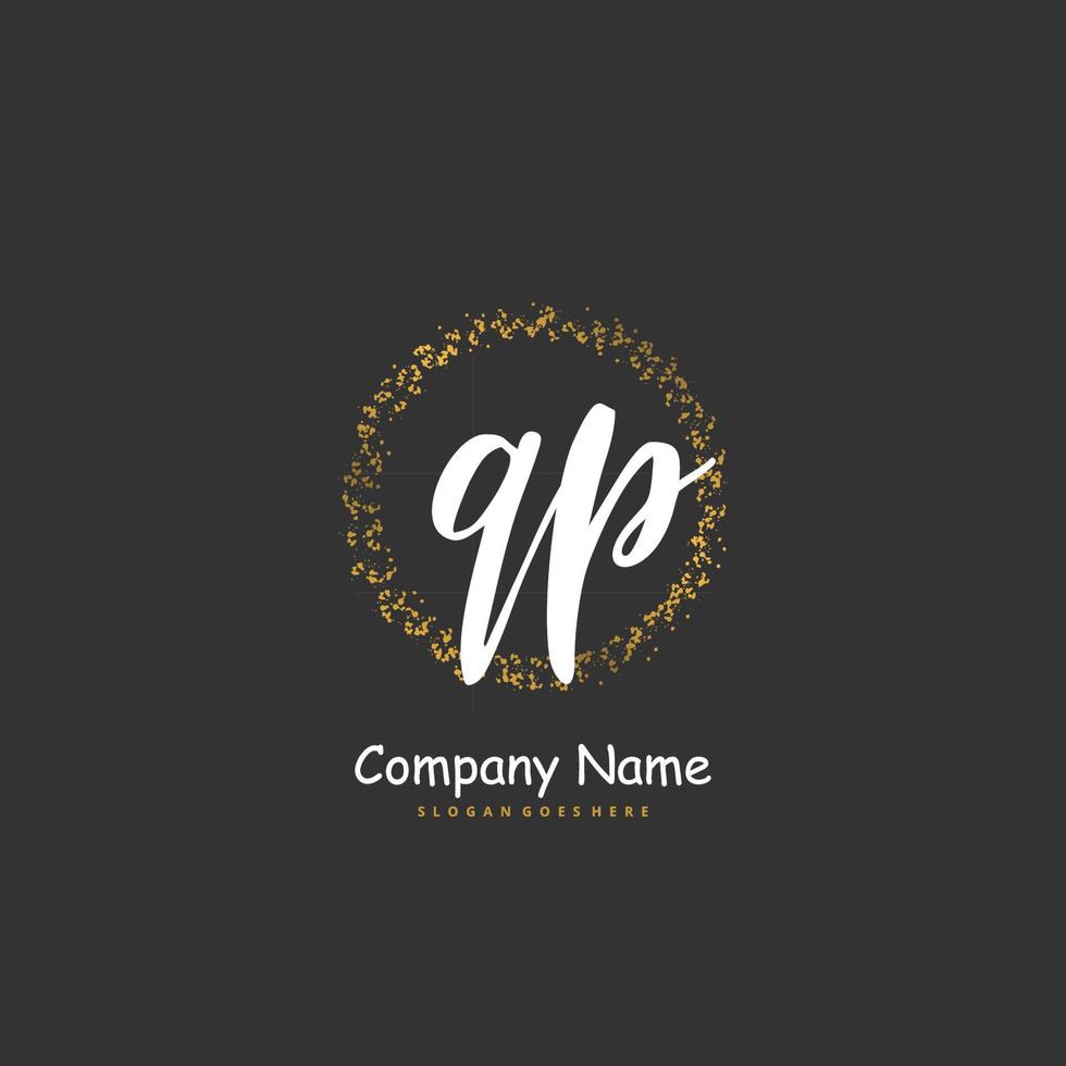 QP Initial handwriting and signature logo design with circle. Beautiful design handwritten logo for fashion, team, wedding, luxury logo. vector