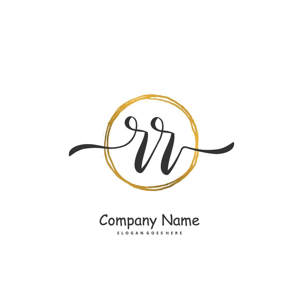 RR Initial handwriting and signature logo design with circle. Beautiful design handwritten logo for fashion, team, wedding, luxury logo. vector