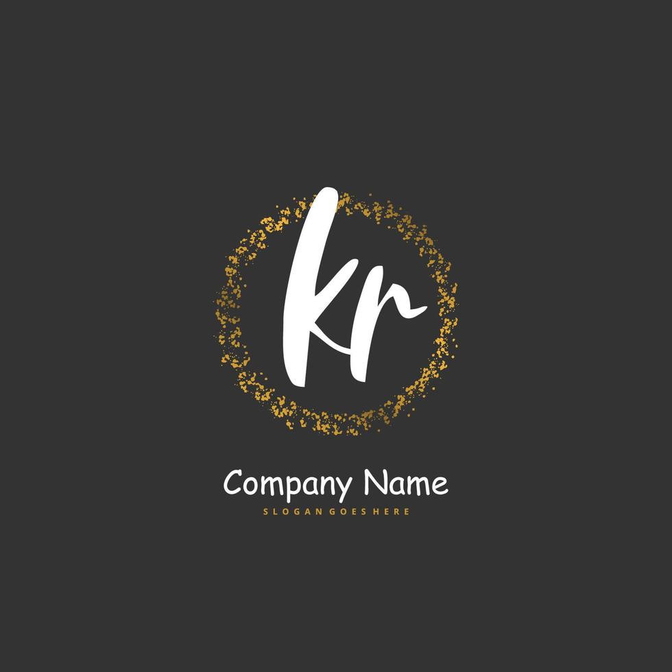 kr escritura a mano inicial y diseño de logotipo de firma con círculo. hermoso diseño de logotipo escrito a mano para moda, equipo, boda, logotipo de lujo. vector