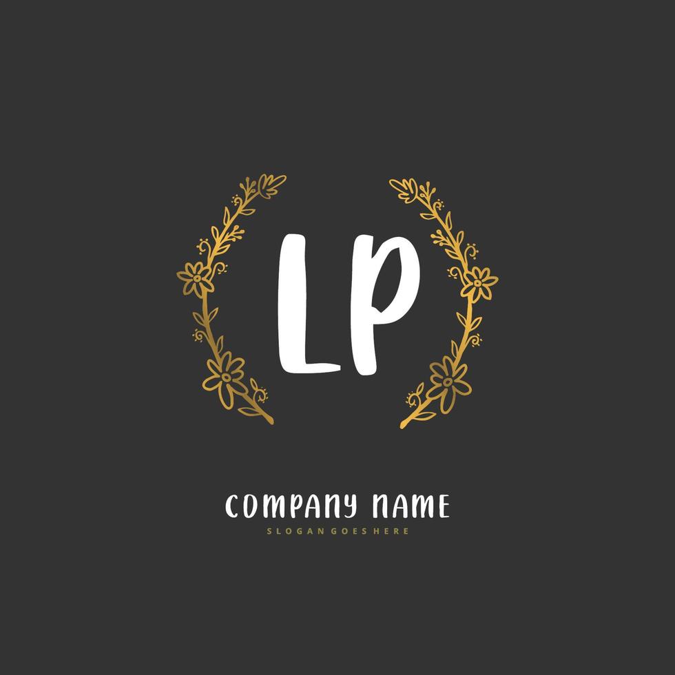 LP Initial handwriting and signature logo design with circle. Beautiful design handwritten logo for fashion, team, wedding, luxury logo. vector
