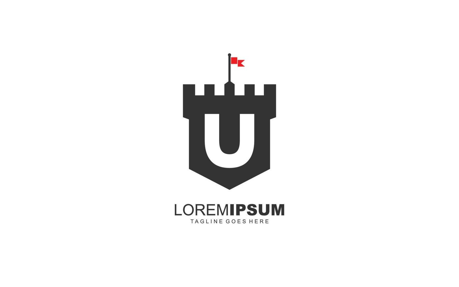 U logo fortress vector for identity company. initial letter security template vector illustration for your brand.