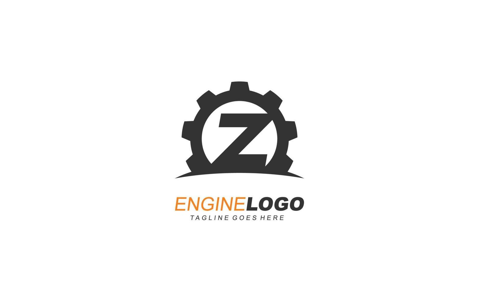 engranaje del logotipo z para la identidad. ilustración de vector de plantilla industrial para su marca.