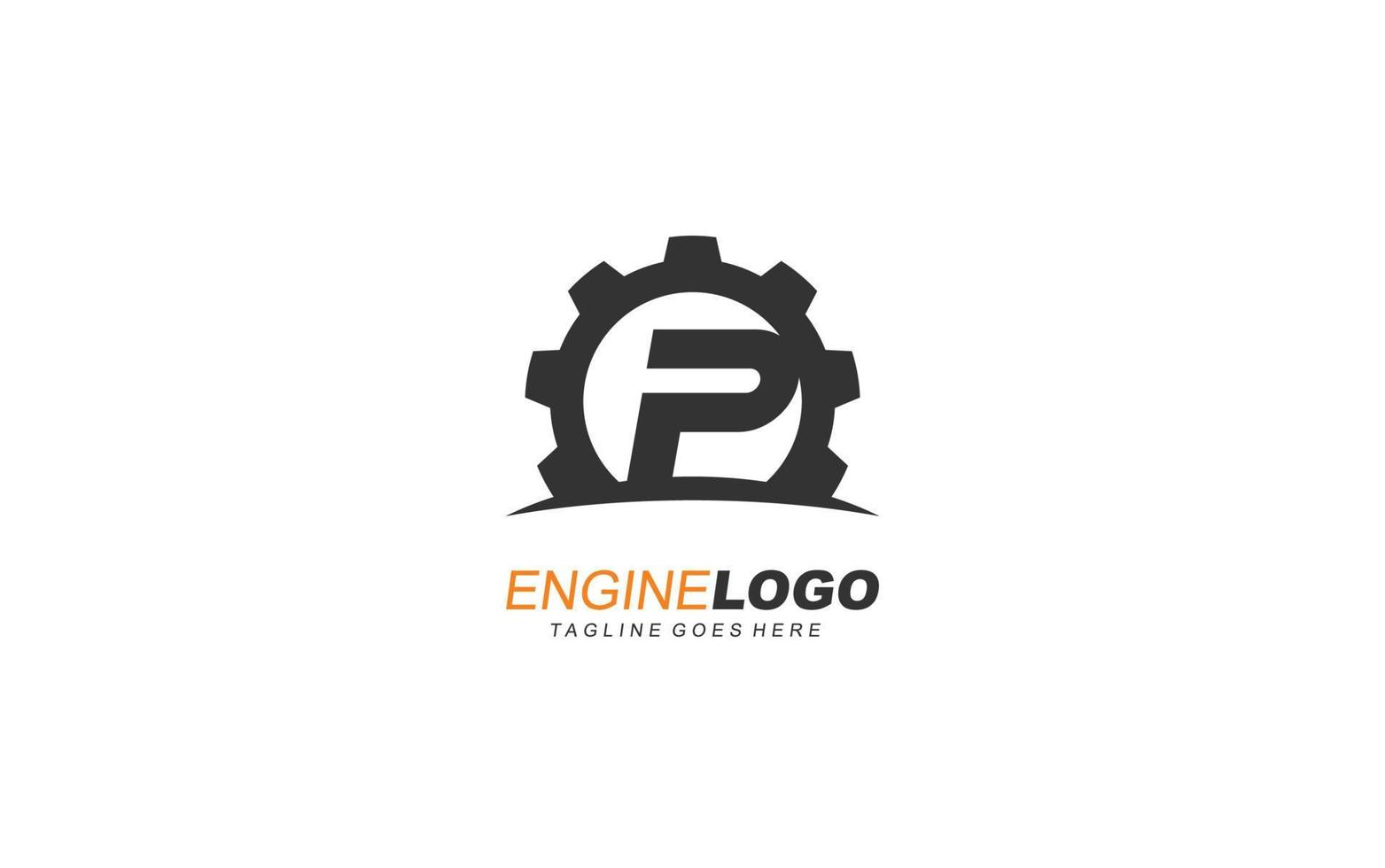 equipo con el logotipo p para la identidad. ilustración de vector de plantilla industrial para su marca.