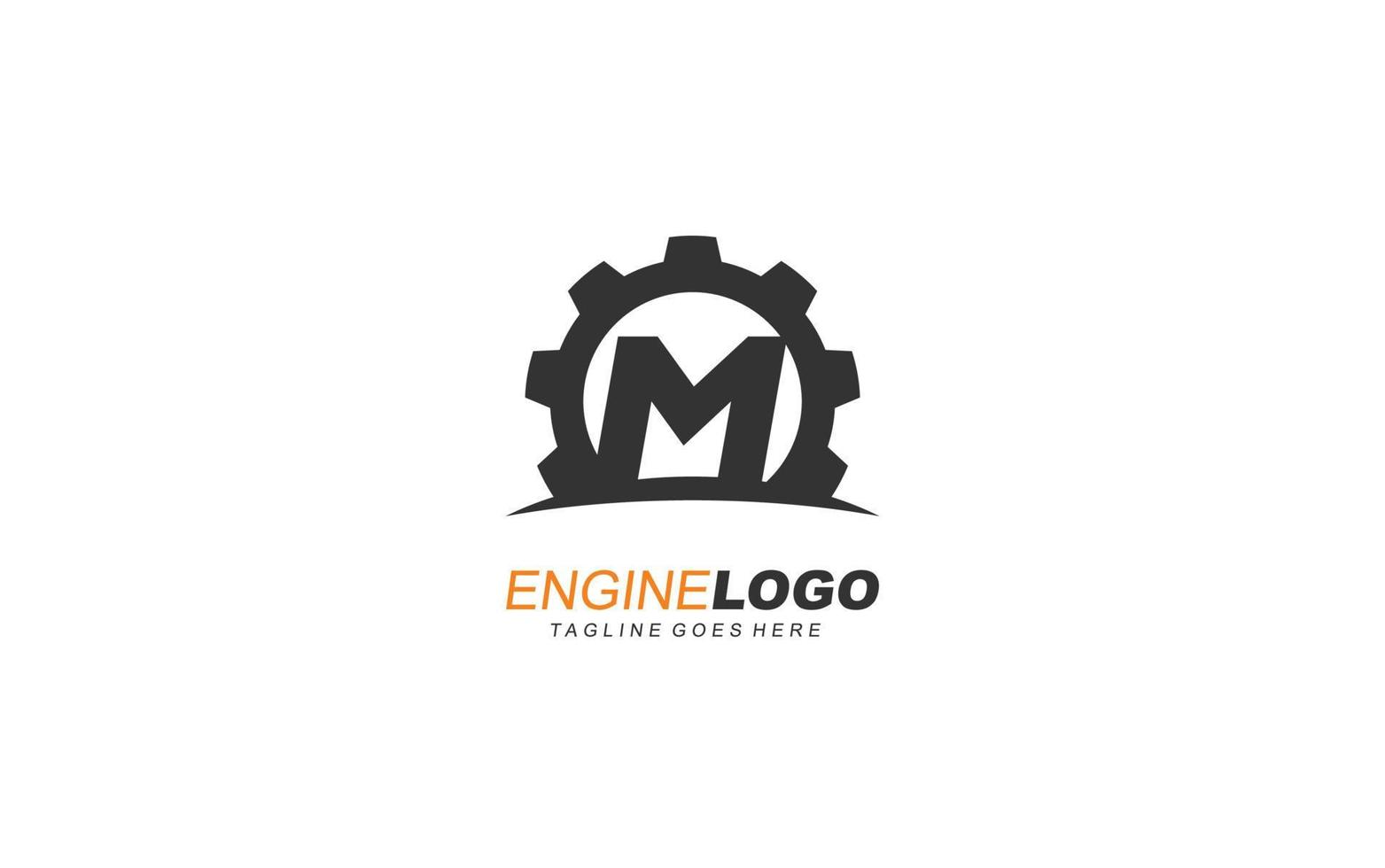 M logo gear for identity. industrial template vector illustration for your brand.