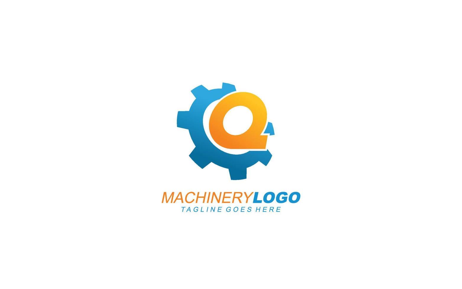Q logo gear for identity. industrial template vector illustration for your brand.