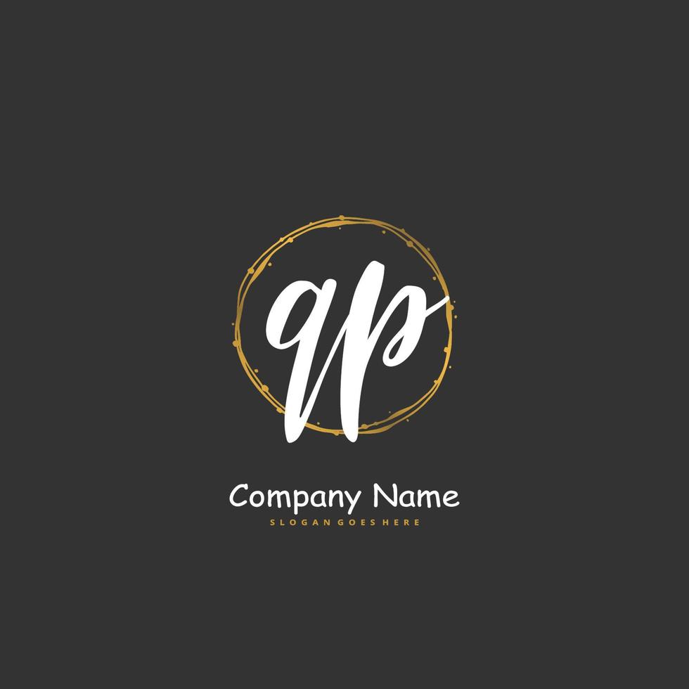 QP Initial handwriting and signature logo design with circle. Beautiful design handwritten logo for fashion, team, wedding, luxury logo. vector