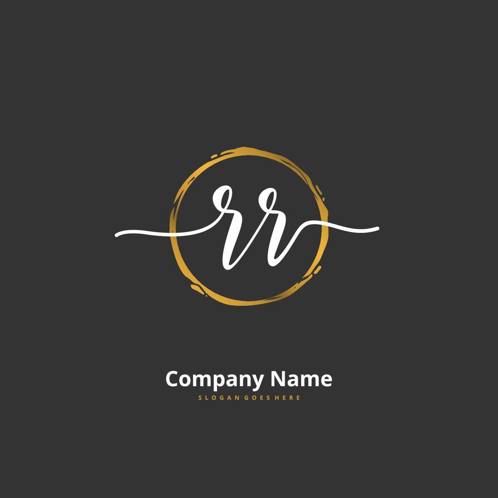 rr escritura a mano inicial y diseño de logotipo de firma con círculo. hermoso diseño de logotipo escrito a mano para moda, equipo, boda, logotipo de lujo. vector