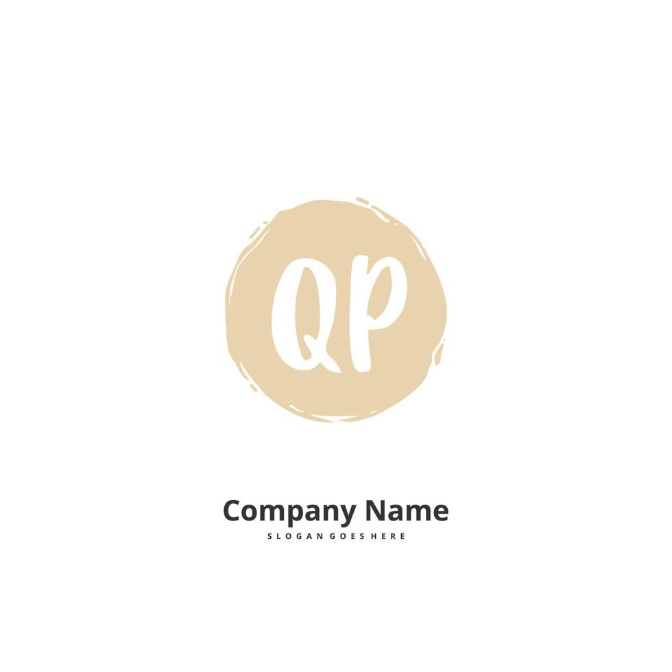 QP Initial handwriting and signature logo design with circle. Beautiful design handwritten logo for fashion, team, wedding, luxury logo. vector