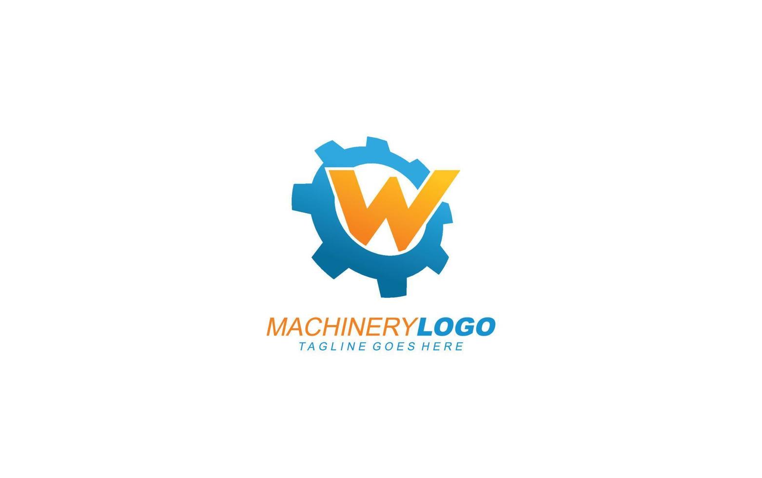 engranaje del logotipo de w para la identidad. ilustración de vector de plantilla industrial para su marca.