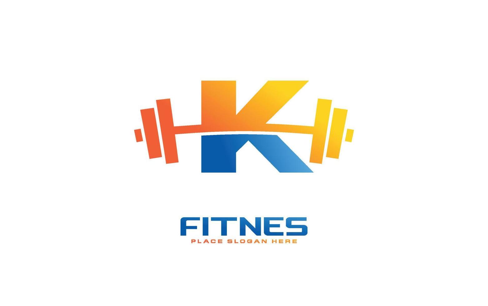 vector de gimnasio con logo k para empresa de identidad. ilustración de vector de plantilla de fitness de letra inicial para su marca.