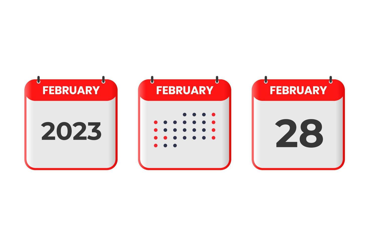 February 28 calendar design icon. 2023 calendar schedule, appointment, important date concept vector