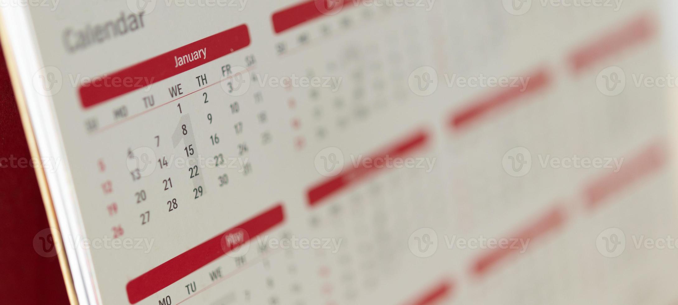 página del calendario primer plano fondo planificación empresarial cita reunión concepto foto
