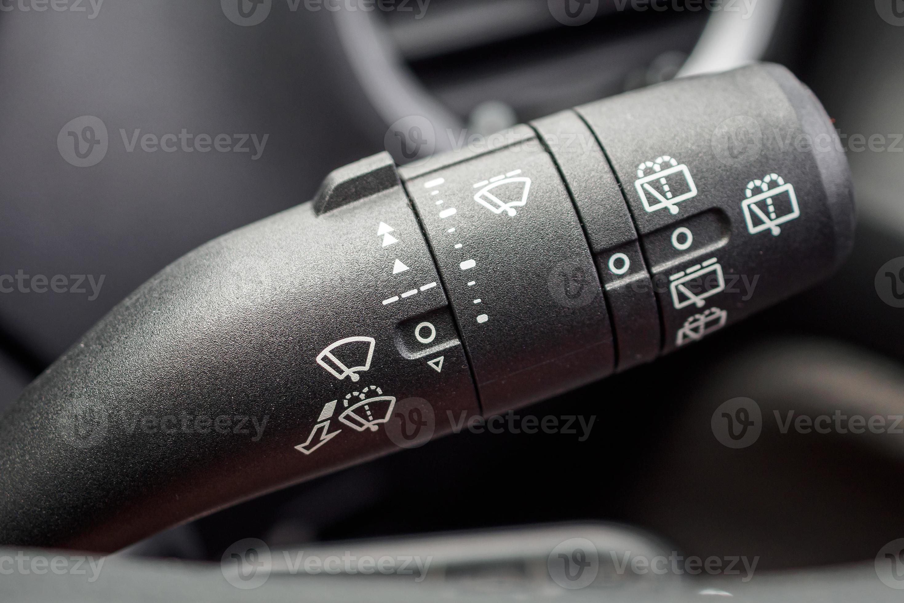 car windshield rain wiper control switch close up 13013530 Stock Photo