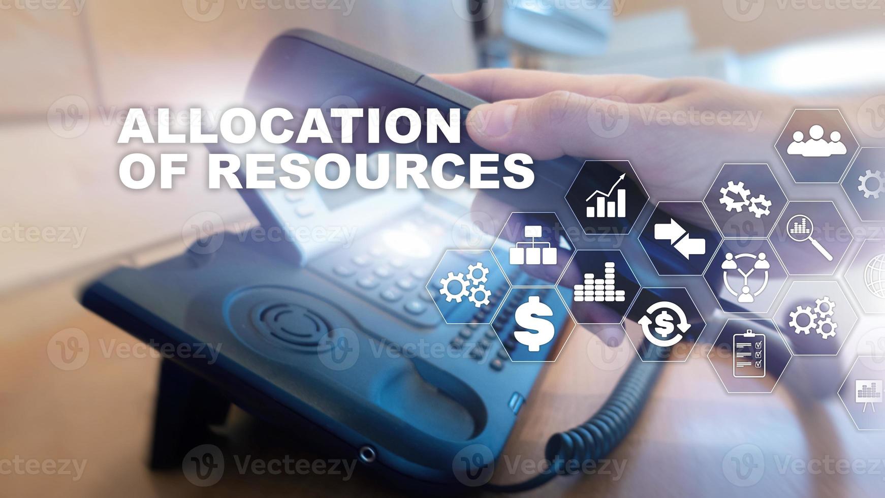 Allocation of resources concept. Strategic planning. Mixed media. Abstract business background. Financial technology and communication concept photo