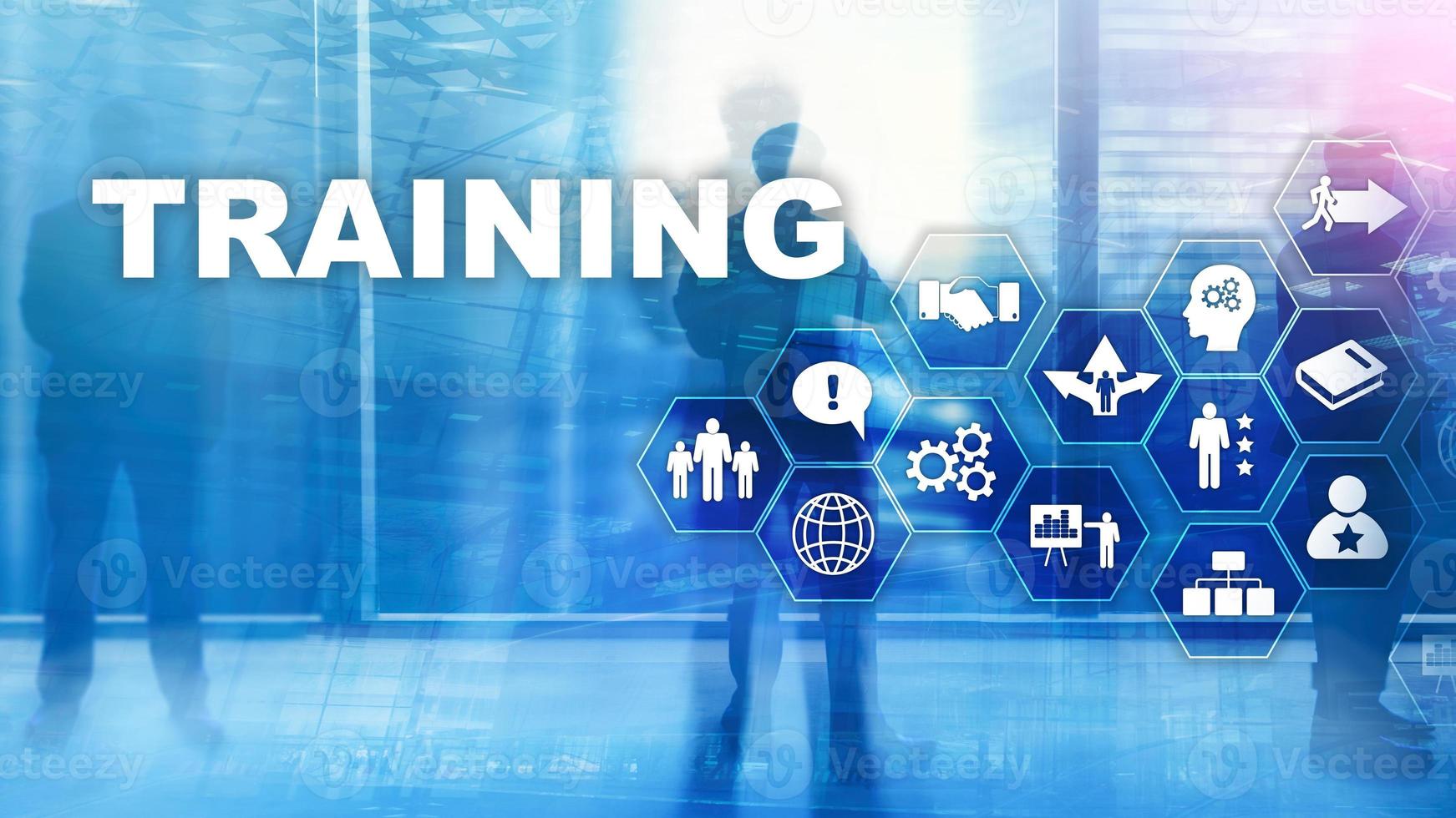 Business training concept. Training Webinar E-learning. Financial technology and communication concept. photo