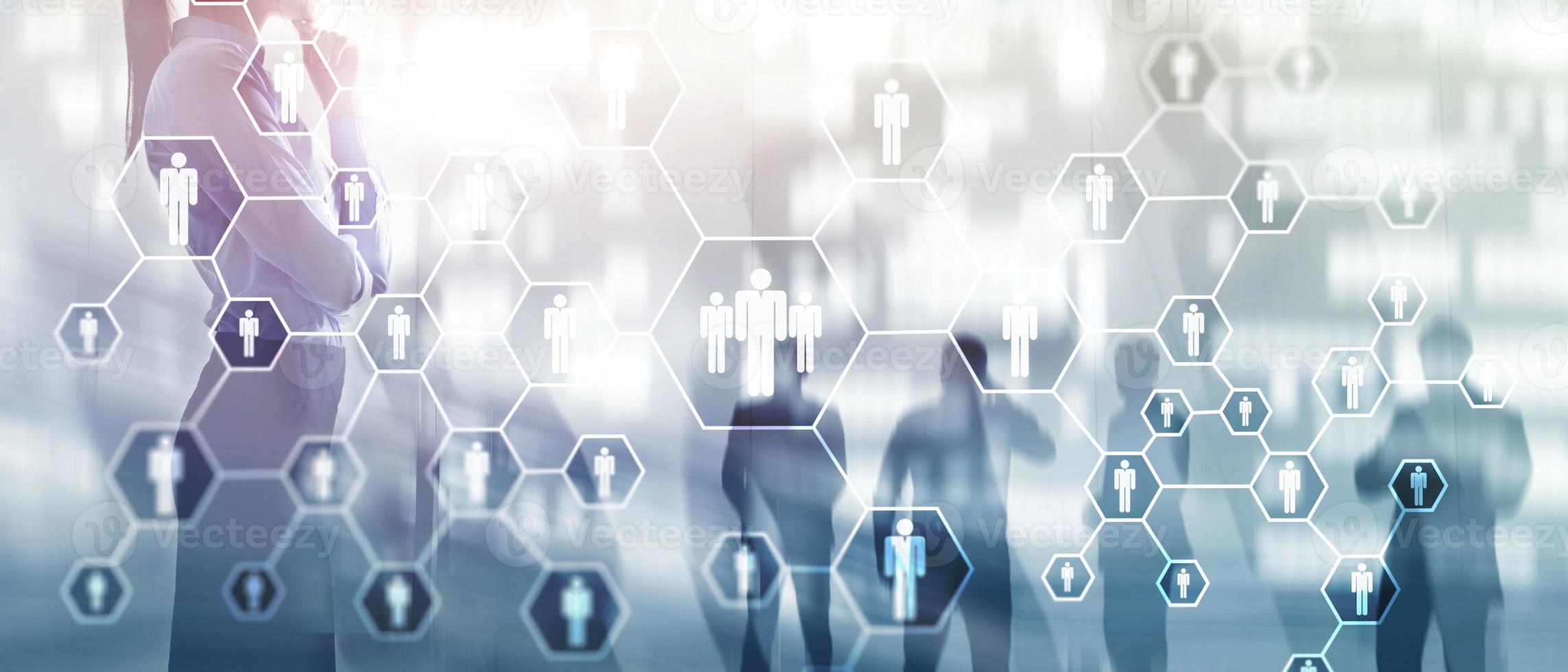 HR, Human Resources, Recruitment, Organisation structure and social network concept. photo