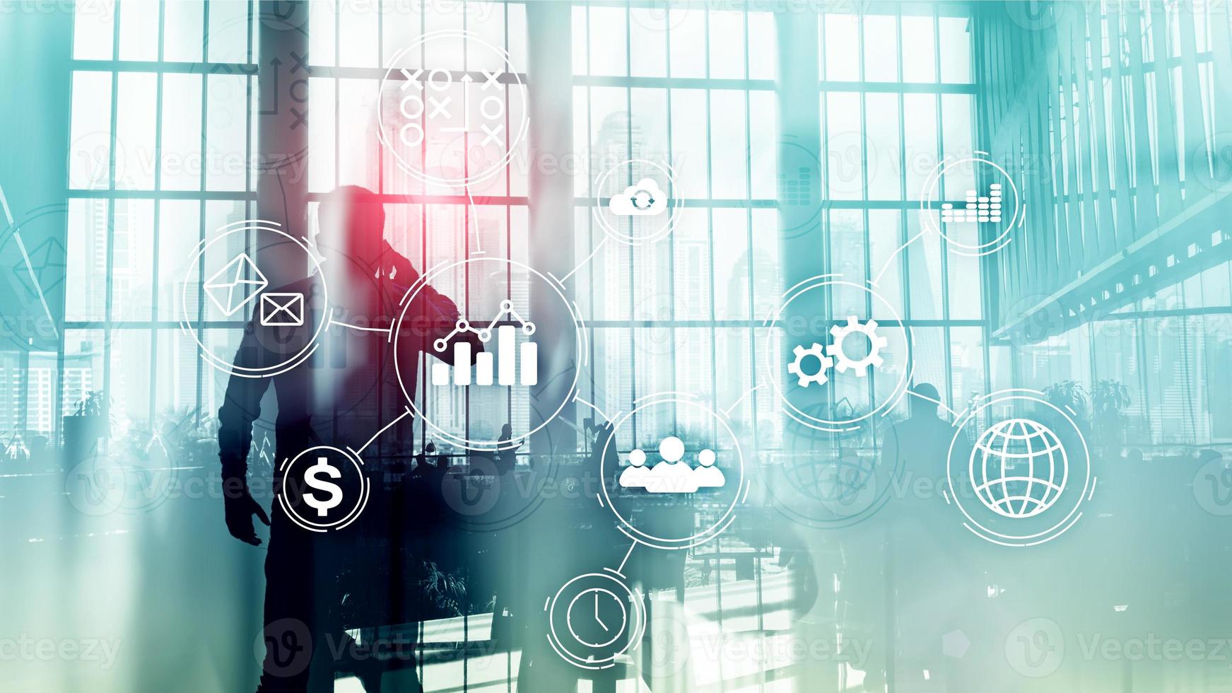 Business process automation concept on blurred background. photo