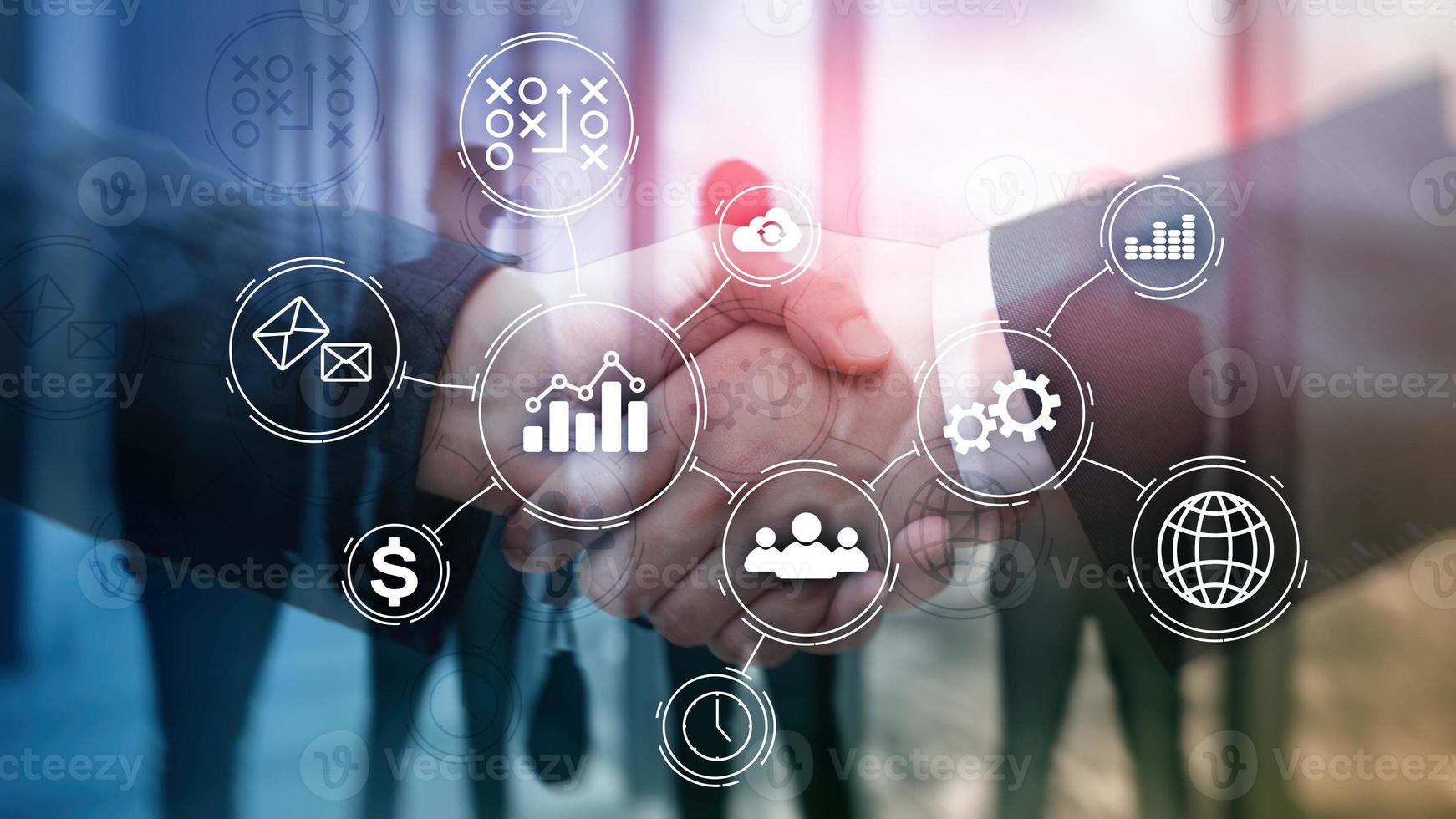 Business process automation concept on blurred background. photo