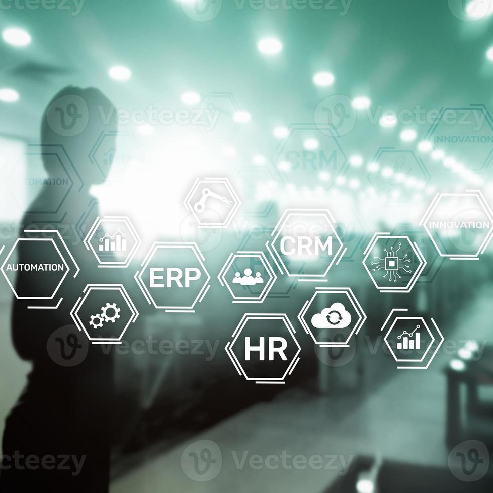 ERP, Business innovation concept on blurred background. photo