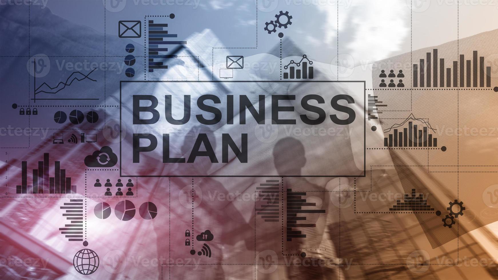 Double exposure Business plan and strategy concept. photo