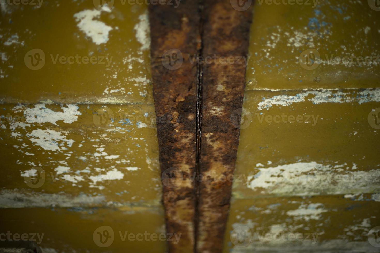 Rusty ceiling. Steel rust beam. Roof details. photo