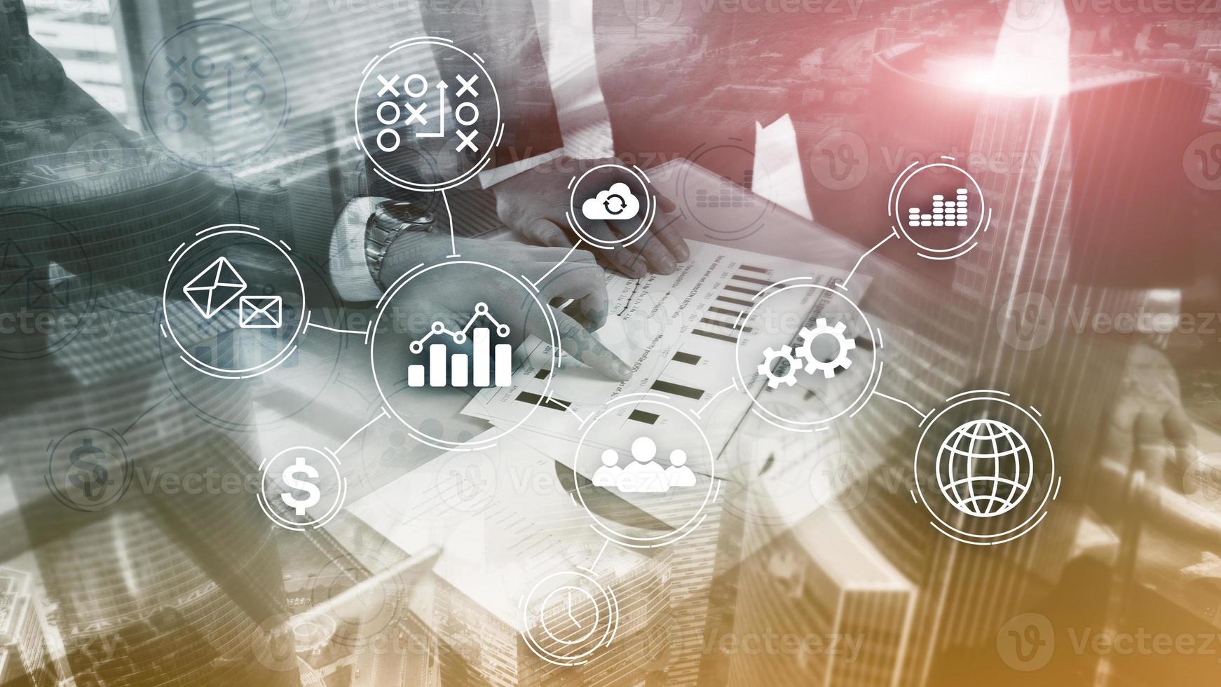 Business process automation concept on blurred background. photo