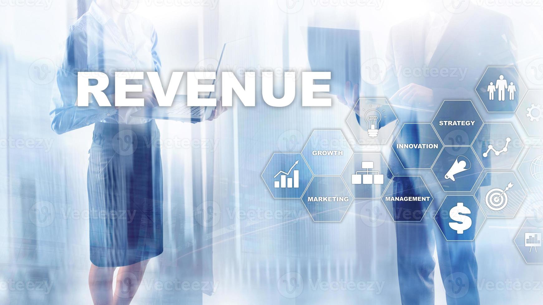 Increase revenue concept. Planing growth and increase of positive indicators in his business. Mixed media. Planning revenue growth. photo