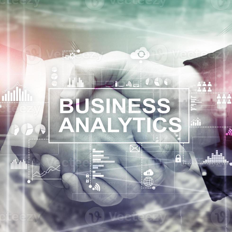 Business analytics concept on double exposure background. photo
