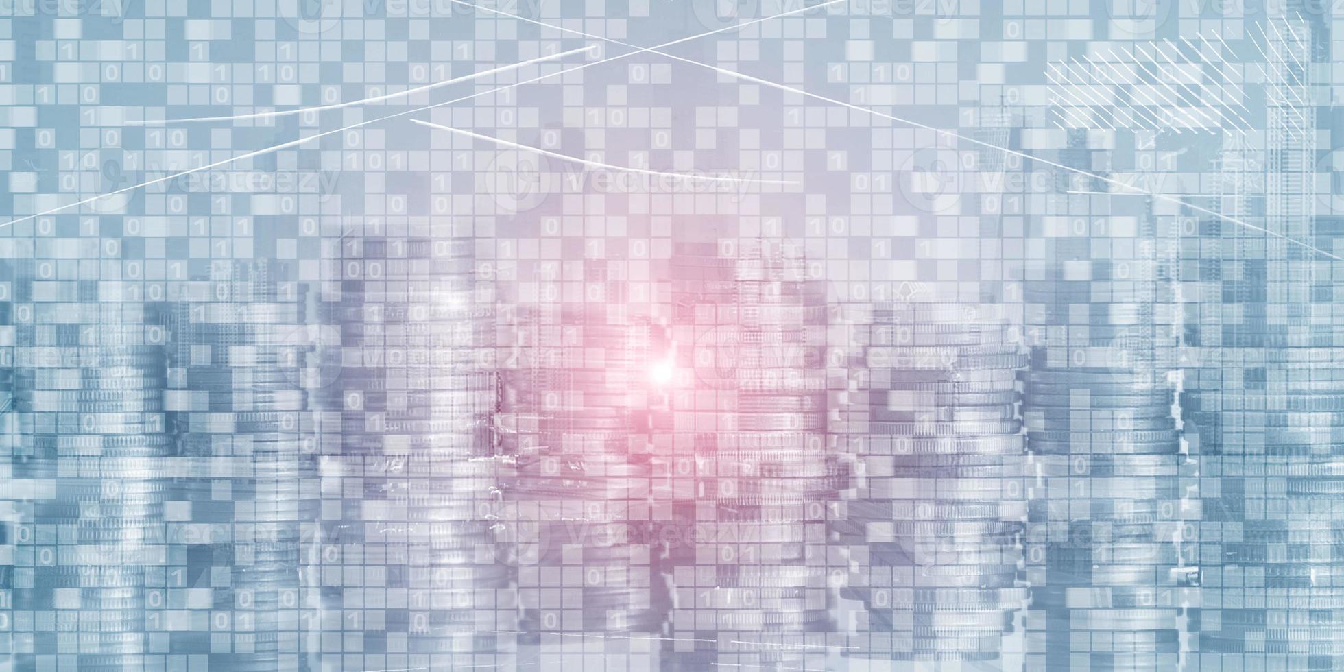 Digital Binary Code Business background. Matrix Abstract futuristic wallpaper. photo