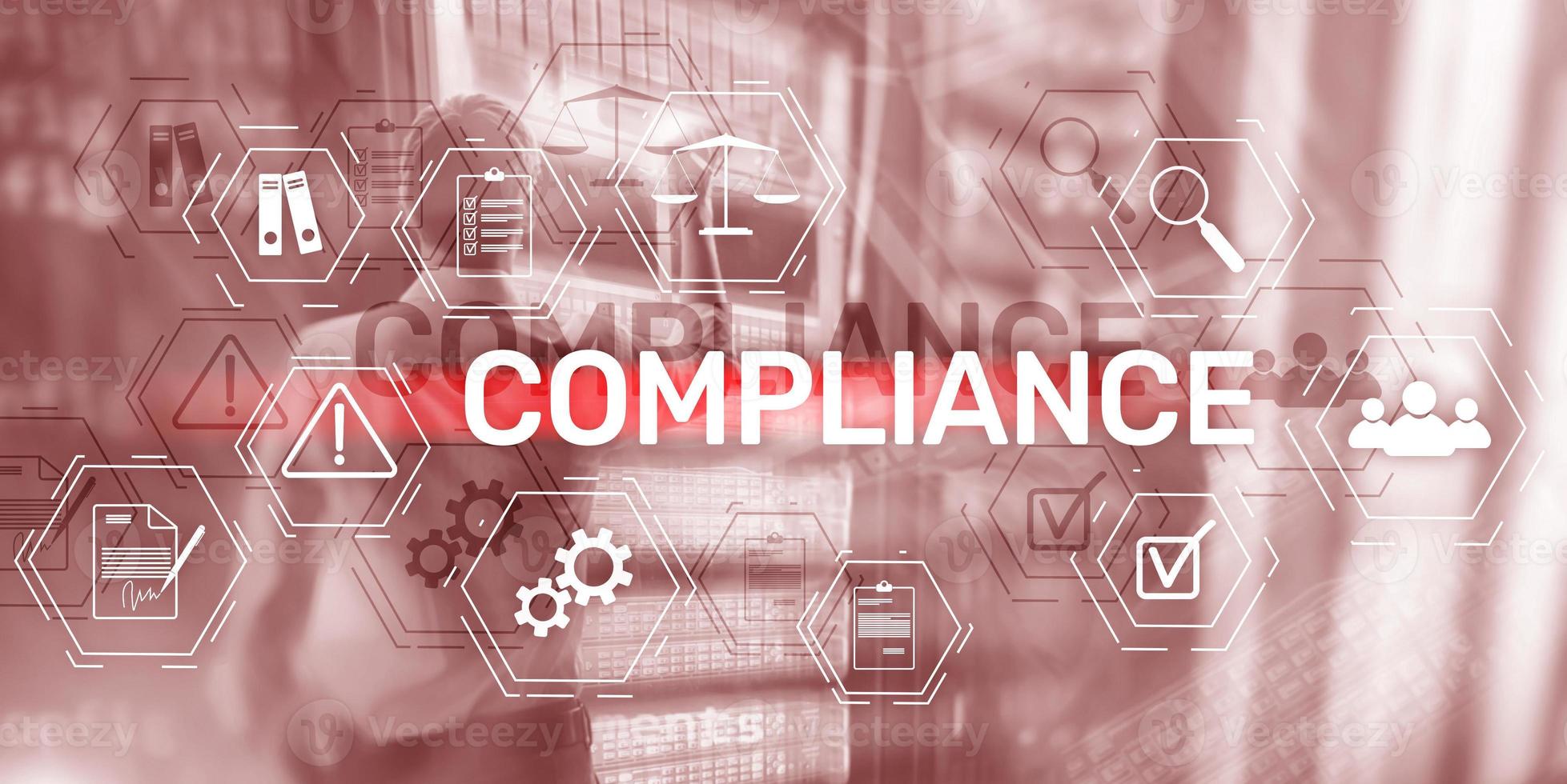 Compliance diagram with icons. Business concept on abstract background. photo