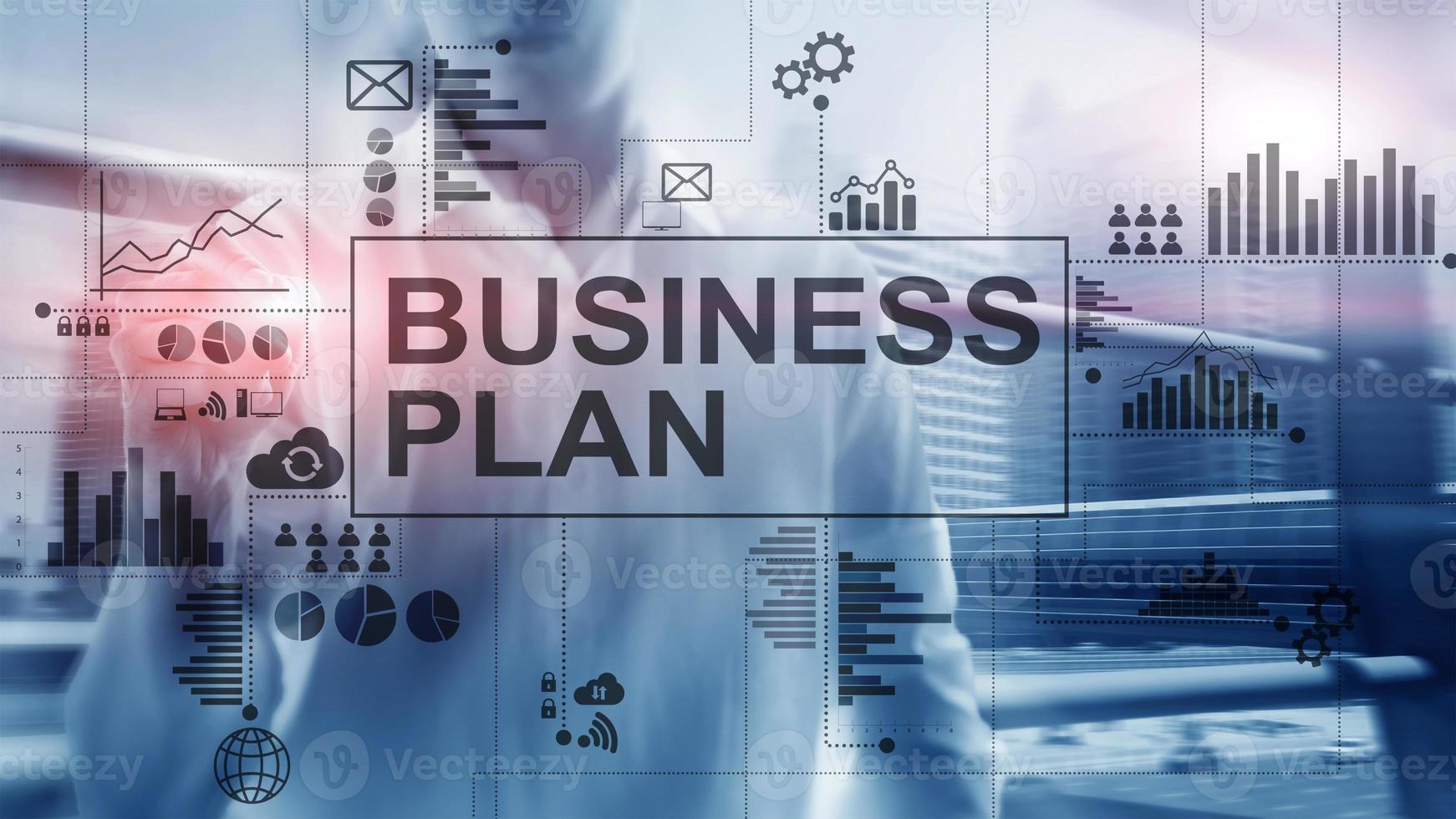 Double exposure Business plan and strategy concept. photo