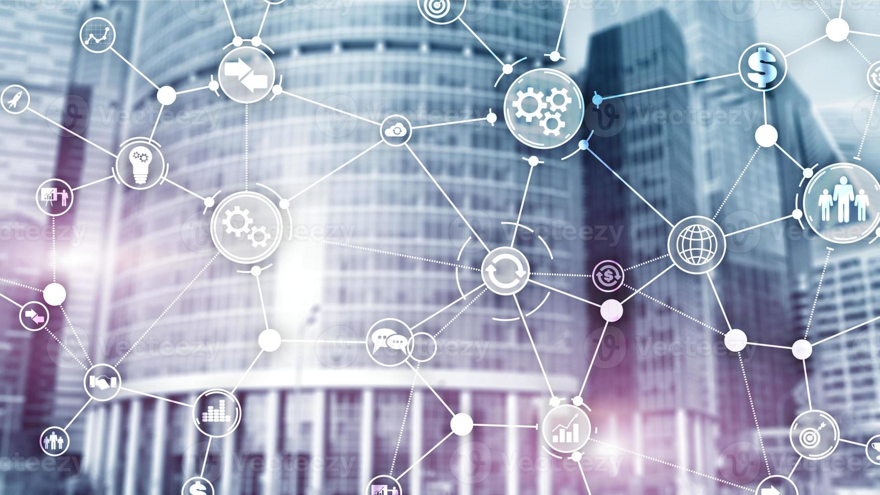 Diagram automation innovation concept on modern city background photo