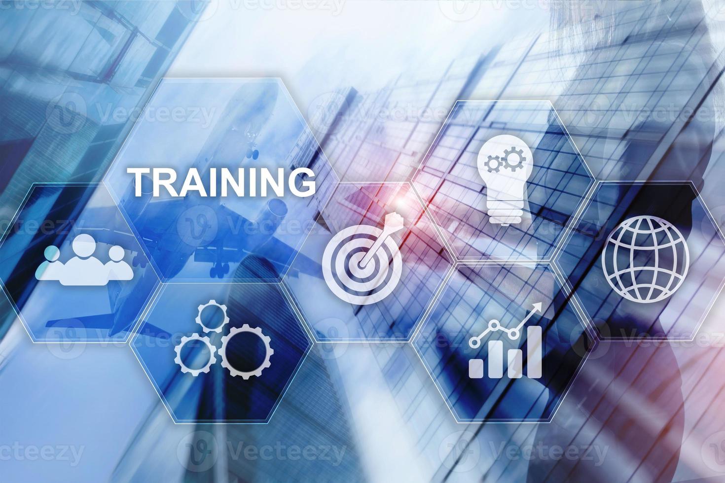 Business training concept. Training Webinar E-learning. Financial technology and communication concept. photo