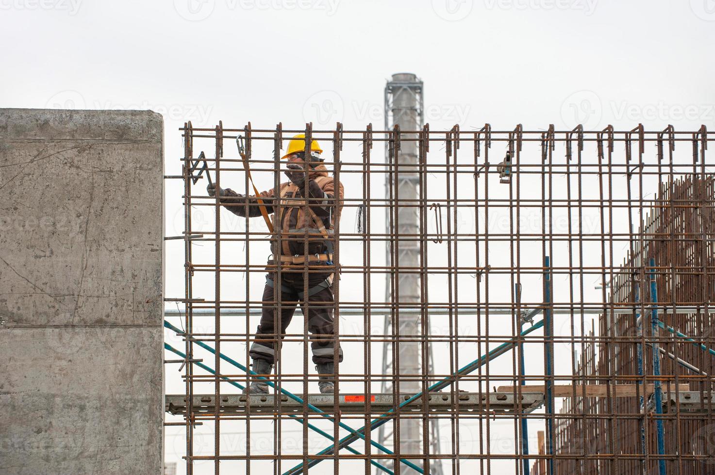 A man working on scaffolding photo