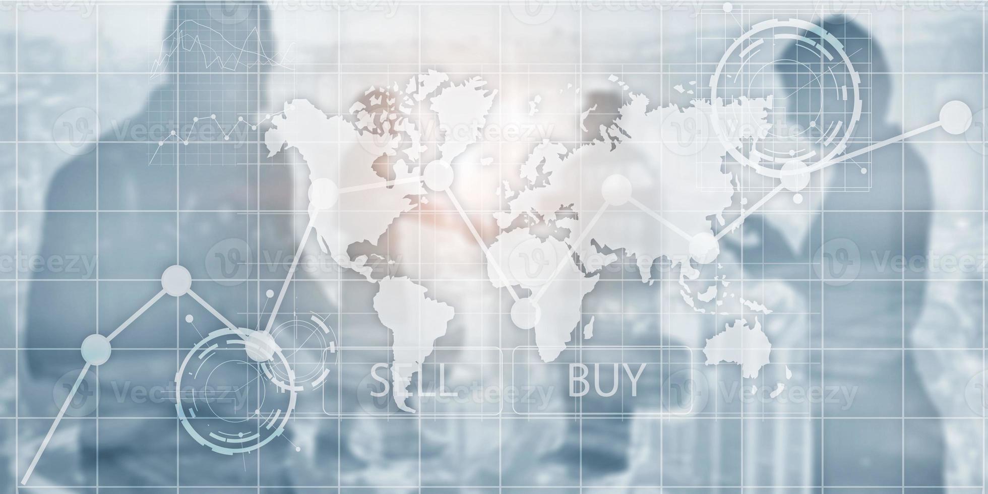 Investment Financial Chart Graphs. Intelligence dashboard sell and buy. photo