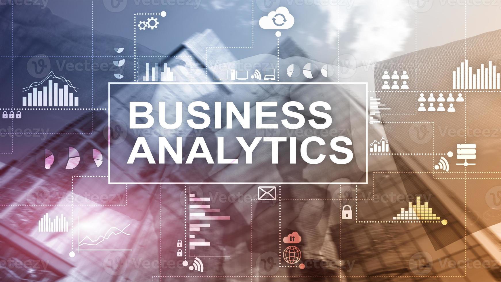 Business analytics concept on double exposure background. photo