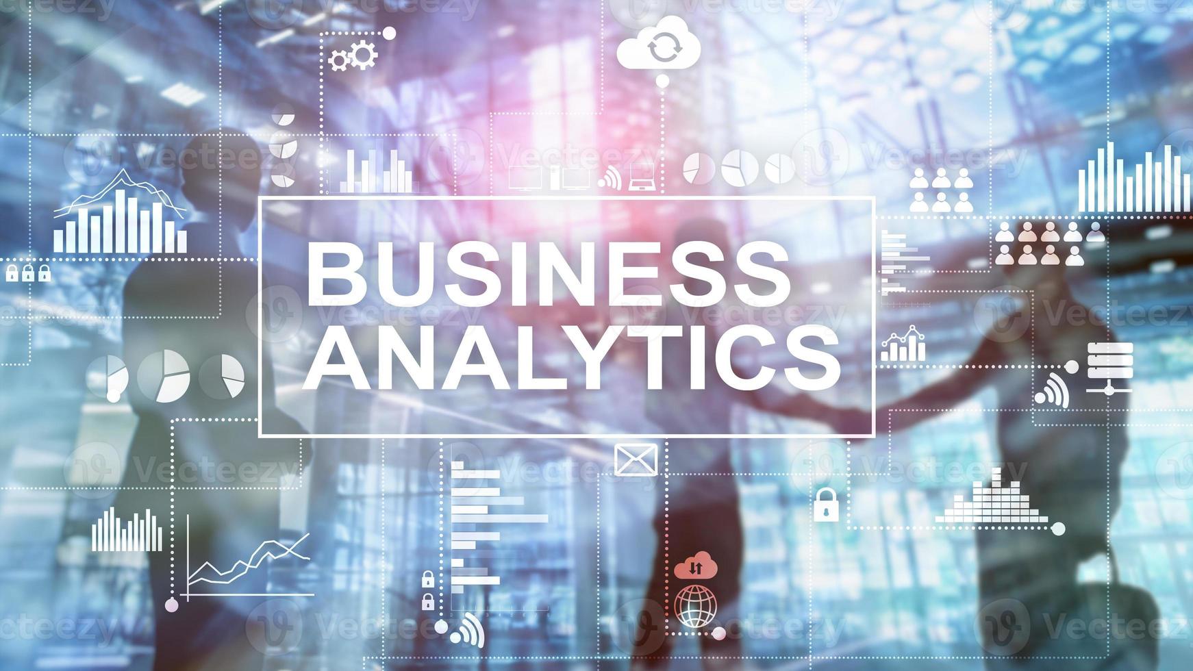 Business analytics concept on double exposure background. photo