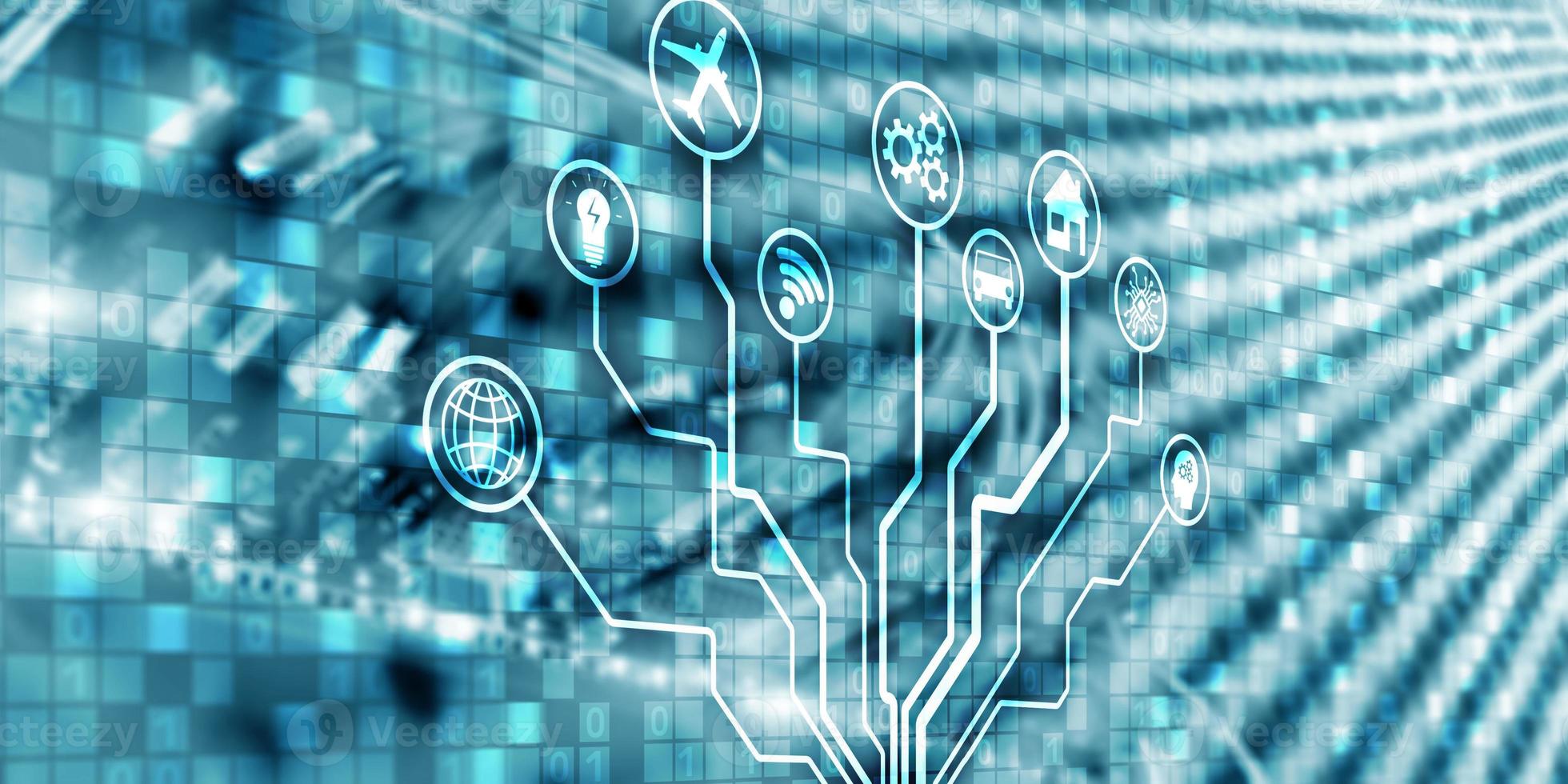 IOT. DIgitalization, Digital disruption background matrix information technology and internet concept photo