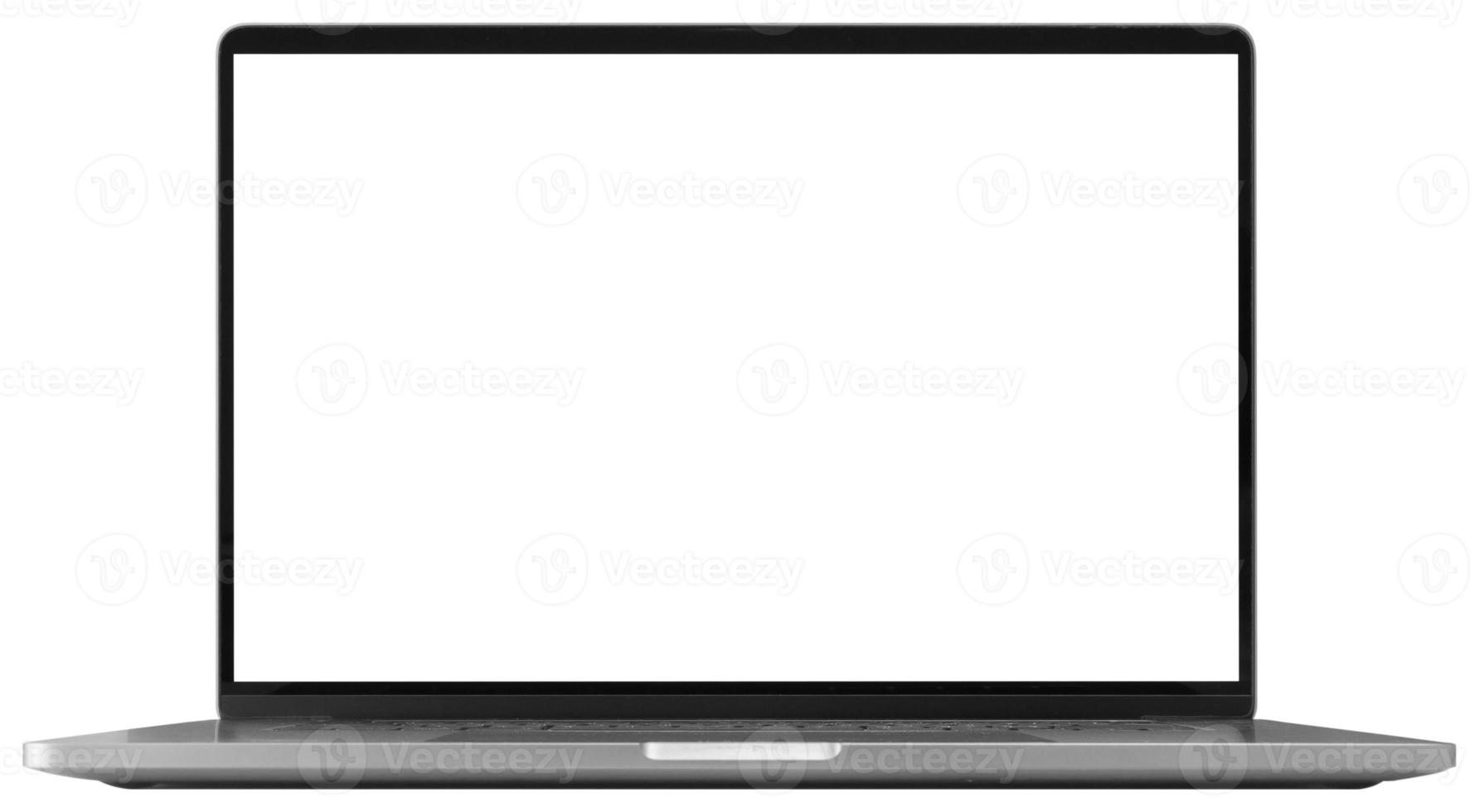 Laptop with blank screen isolated on white background photo
