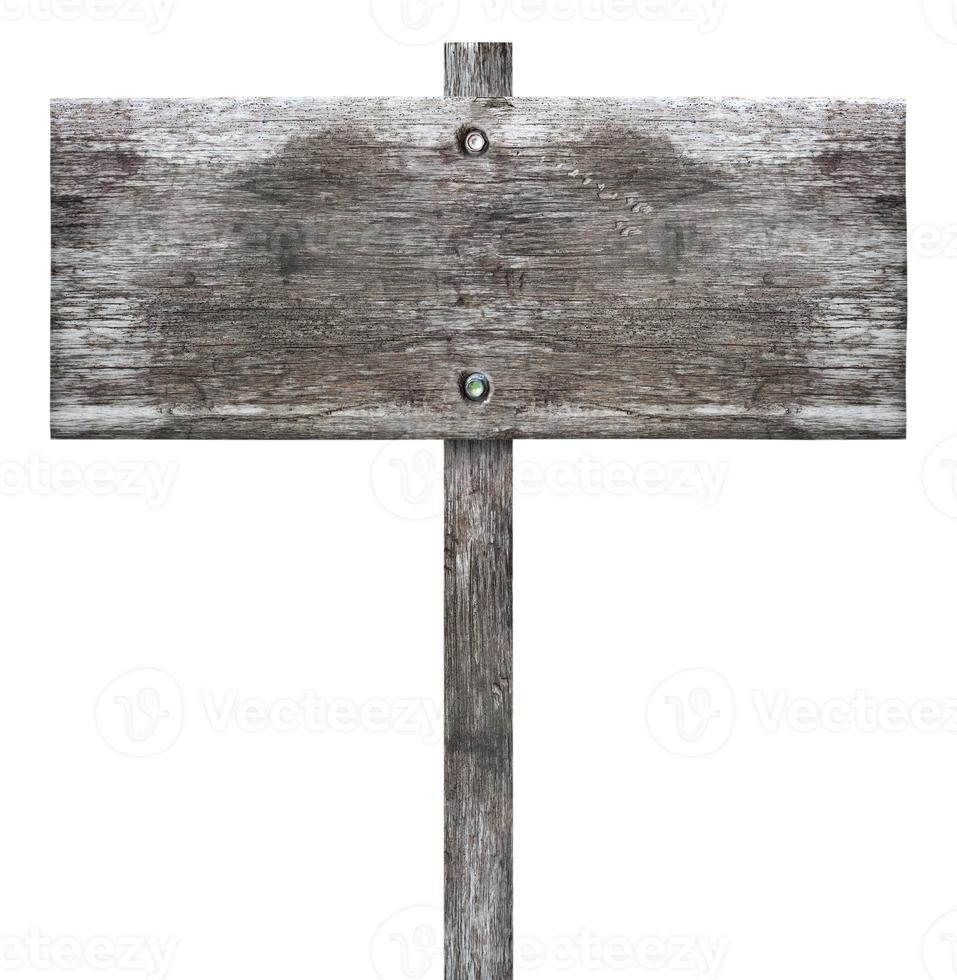 Old wooden sign isolated on white background photo