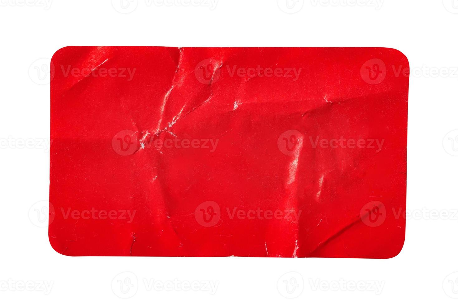 Red paper sticker label isolated on white background photo