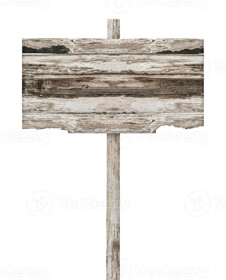 Old wooden sign isolated on white background photo