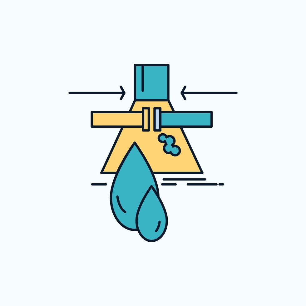 Chemical. Leak. Detection. Factory. pollution Flat Icon. green and Yellow sign and symbols for website and Mobile appliation. vector illustration